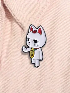 Turbo Granny Cat Side Peeking Middle Finger Enamel Pin Cartoon Animal Metal Brooch Lapel Backpack Badge Fashion Vintage Jewelry Accessories Gift for Friends