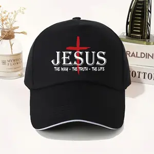 CampaignVintage Casual "Jesus Way, Truth, Life" Adjustable Baseball Cap - Lightweight, Sunscreen Polyester Cap, Premium Printed, Hand Washable, Ideal For Outdoor Activities, Unisex