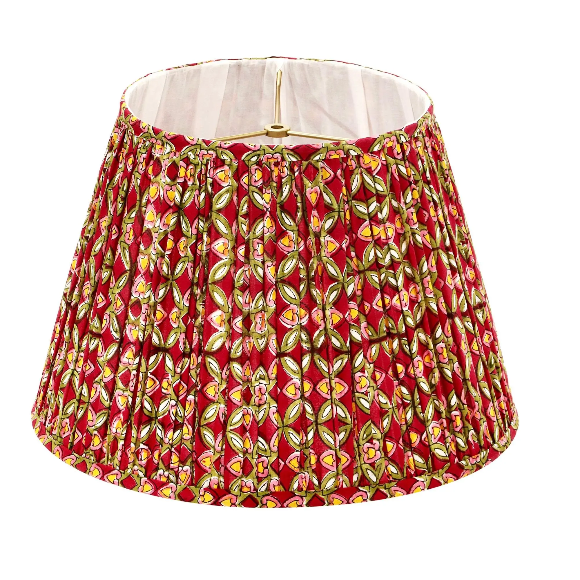 Amelia /  Red Pleated Indian Block Print Empire Lampshade