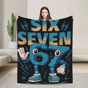 67 Six Seven 6-7 Funny Italian Brainrot Printed Blanket  Soft Funny Throw Blanket Cozy Lightweight Plush Portable Cover Blanket For Sofa,Warm Gift For Birthday,Christmas,Multiple Blankets