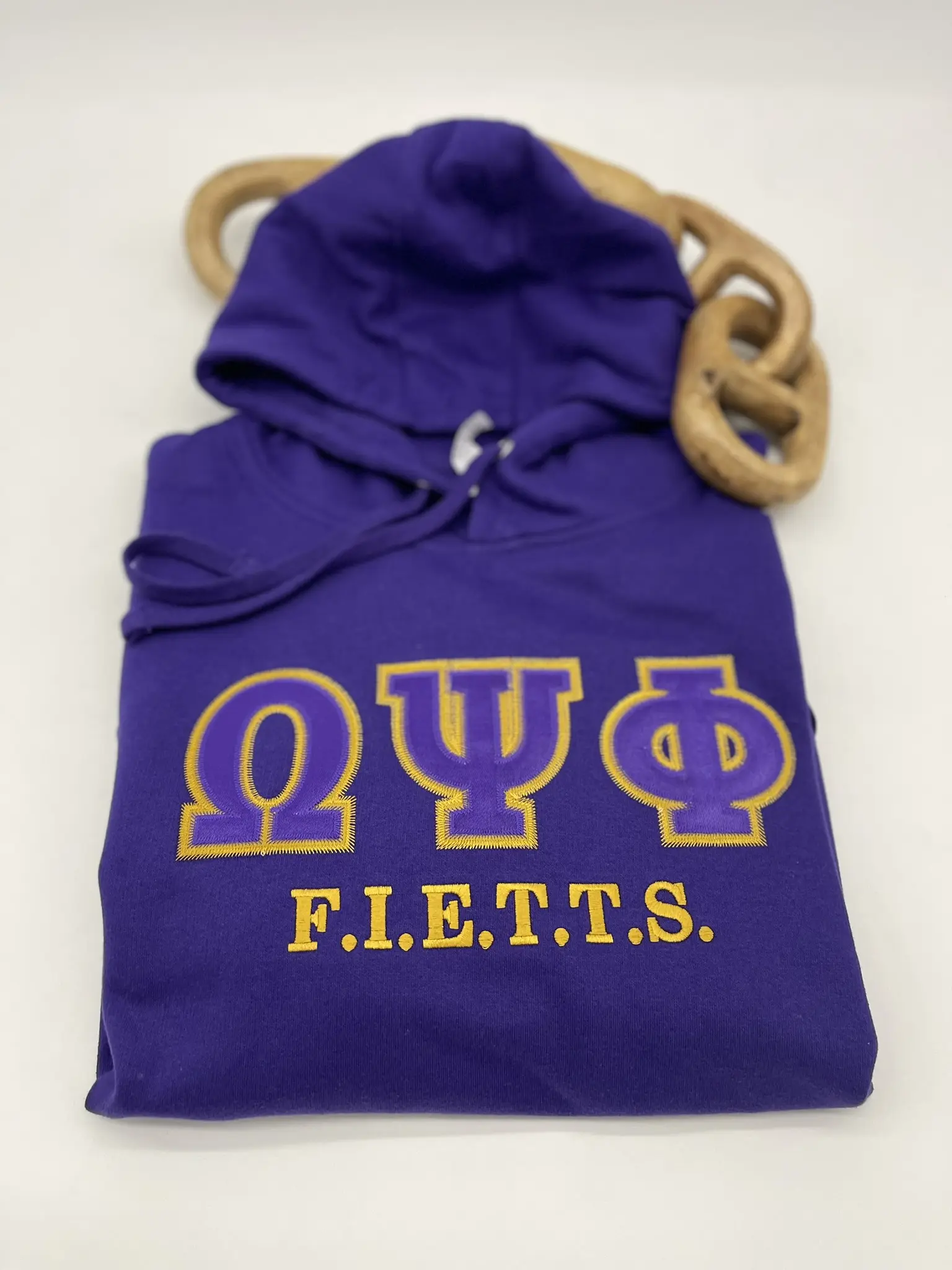 Omega Psi Phi FIETTS Tackle Twill Hoodie Medium Size Purple Fleece with Greek Letters & Logo for Everyday Wear Apparel Casual