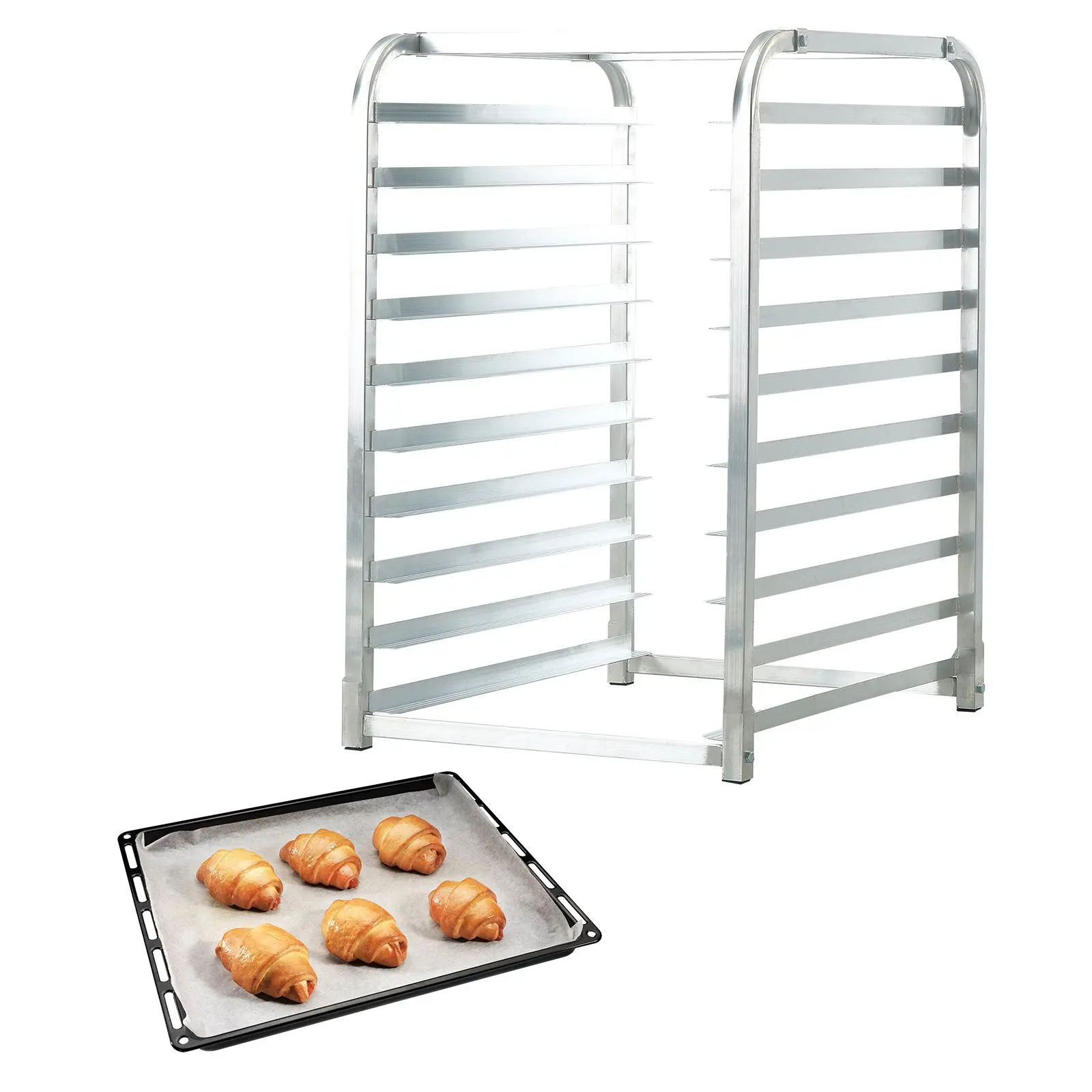 Bun Pan Rack, 10-Tier Commercial Bakery Racks with Brake Wheels, Aluminum Racking Trolley Storage for Half & Full Sheet, Speed Rack For Kitchen Home, Bread Baking Equipment, 26"L x 20.3"W x 39"H