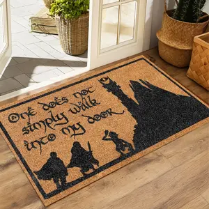 One Does Not Simply Walk Into My Door Mat 60x80cm Diatomaceous Earth Welcome Mat with Non Slip Backing Funny LOTR Doormat for Covered Outdoor Indoor Entrance Middle Earth Decor Housewarming Gift for Fantasy Fans