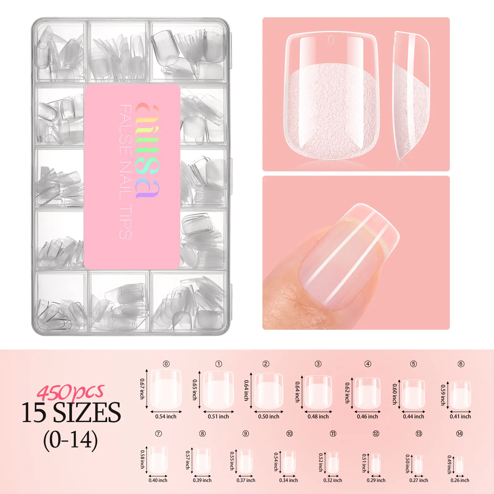XS-Square Nail Tips-450pcs
