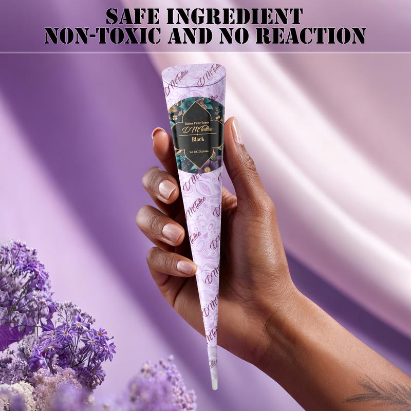 DM Temporary Tattoo Kits 6 Tattoo Cones 133 Stencils Semi Permanent Markers for Women Men Kids DIY Body Makeup Art Party Gifts Long Lasting