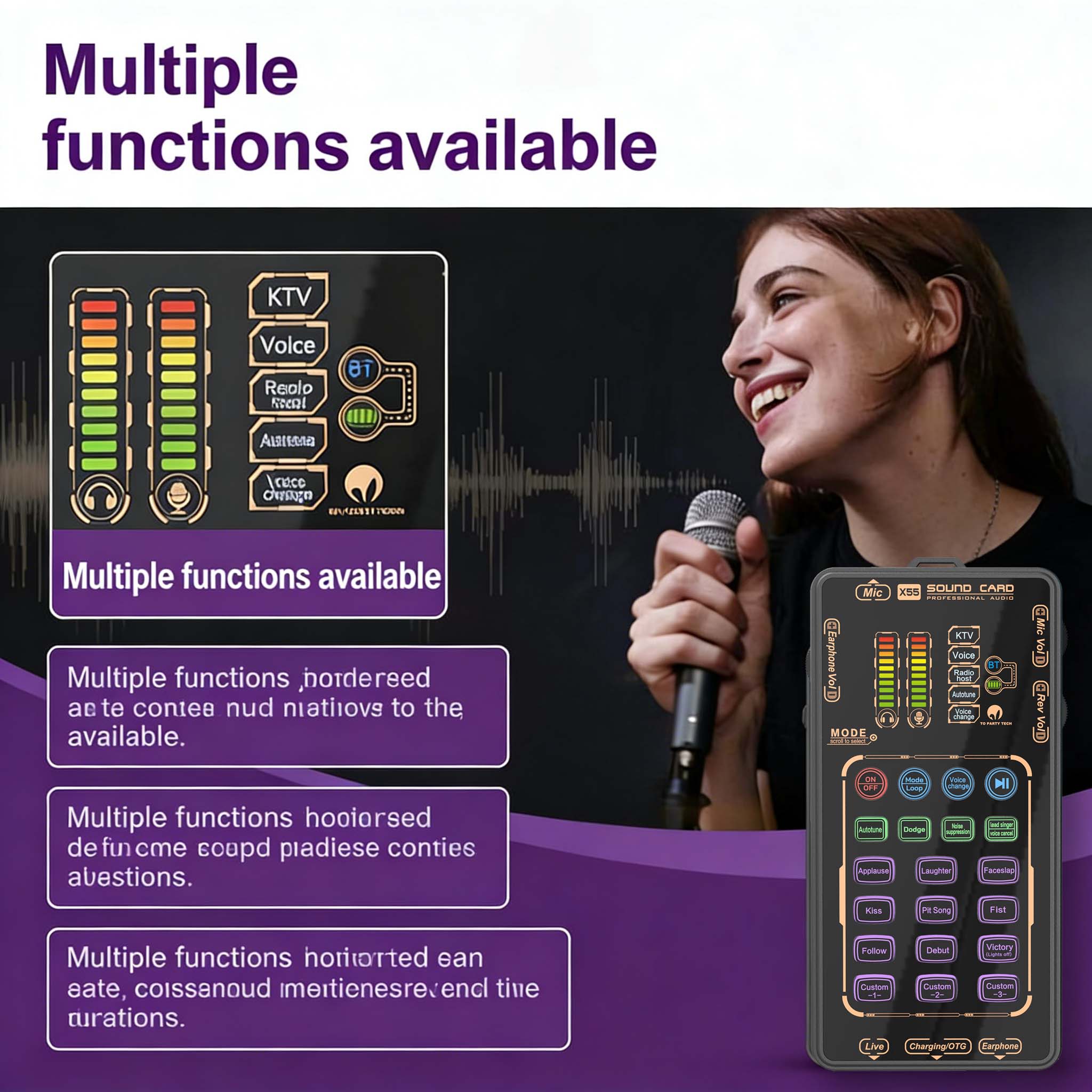 X55 Pro Compact Handheld Sound Card Kit for Podcasts Portable Audio Interface Compatible with Mobile Phones & Computers Ideal for Podcasters and Audio Enthusiasts