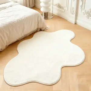 Pure white cloud shape carpet ins style living room special-shaped carpet fluffy and soft bedroom decoration bedside plush carpet home cloakroom lounge carpet French minimalist dresser carpet sofa coffee table floor mat entrance door non-slip carpet