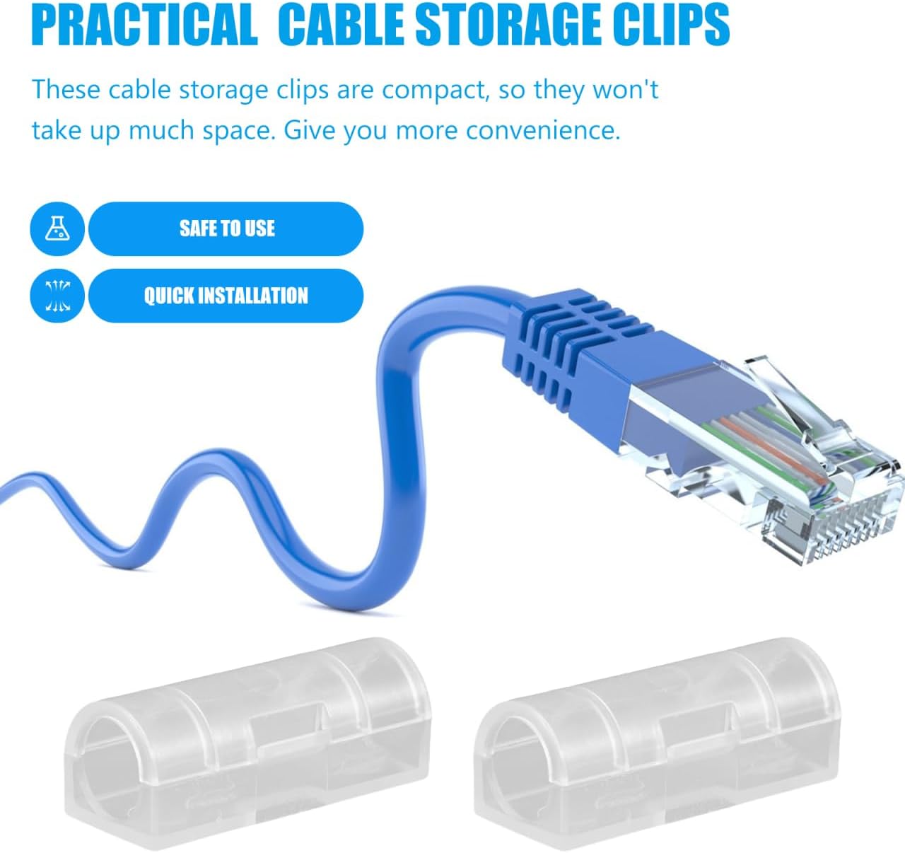 OSALADI 20 Pcs Self-Adhesive Cable Clips Wall Line Card Wire Organizer Cord Holders for Home Office Desktop Cable Management