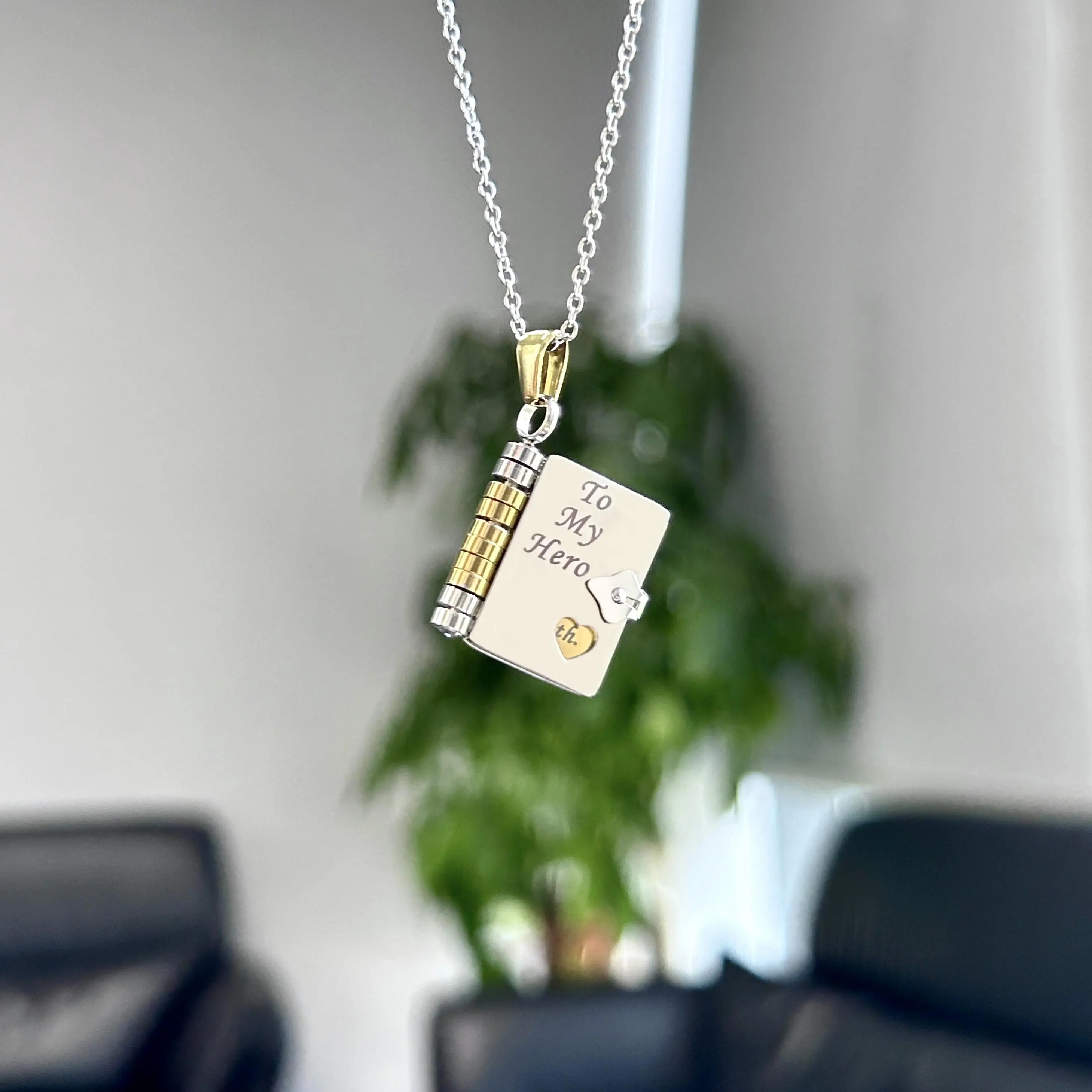 Elegant Pendant Book Necklace for Daughter Son — Stainless Steel Matelasse Chain 18 Inches Gift-Ready Keepsake with Special Message Hypoallergenic Jewelry Dainty Layering Jewelry