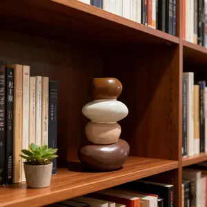 Resin Stacked Vase, Nordic Style, Durable, 16.5cm, Flower Arrangement, Home Decor, Moving Gift, Elegant Decoration Piece