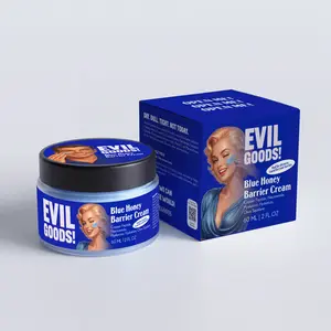 EVIL GOODS! Blue Honey Barrier Cream with Copper Peptide, Niacinamide, Hyaluronic Acid & Manuka Honey – Moisturizer for Dry, Dull & Tight-Feeling Skin – 2 oz