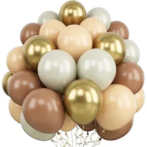 Balloons Brown and , 60 Packs 12 Inch Retro Brown Cream Beige Balloon Sand White Neutral Balloons Metallic  Balloon for Bear Birthday  Shower Boho Wedding Decorations