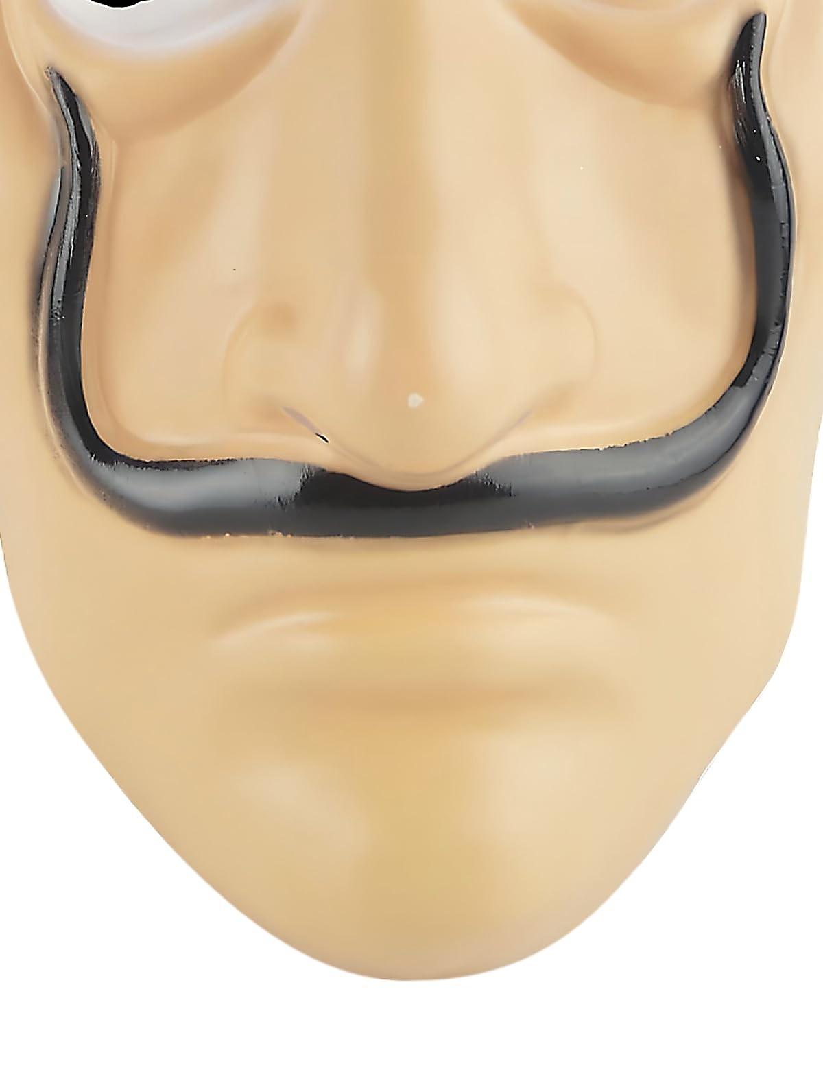 Classic Halloween Mask, Iconic Curly Mustache & Thick Eyebrows Festival Costume, Salvador Dali Money Robbery Cosplay Realistic Movie Prop Face Mask for Adults Adjustable Waist Tightener Clip Handmade Resin Craft Events black ovo face mask confetti eggs
