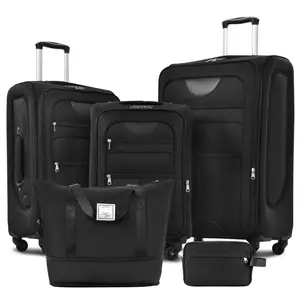 #TikTokShopBacktoSchool Softside Luggage Expandable 3 Piece Set Suitcase with Duffel Bag Upright Spinner Softshell Lightweight Luggage Travel Set
