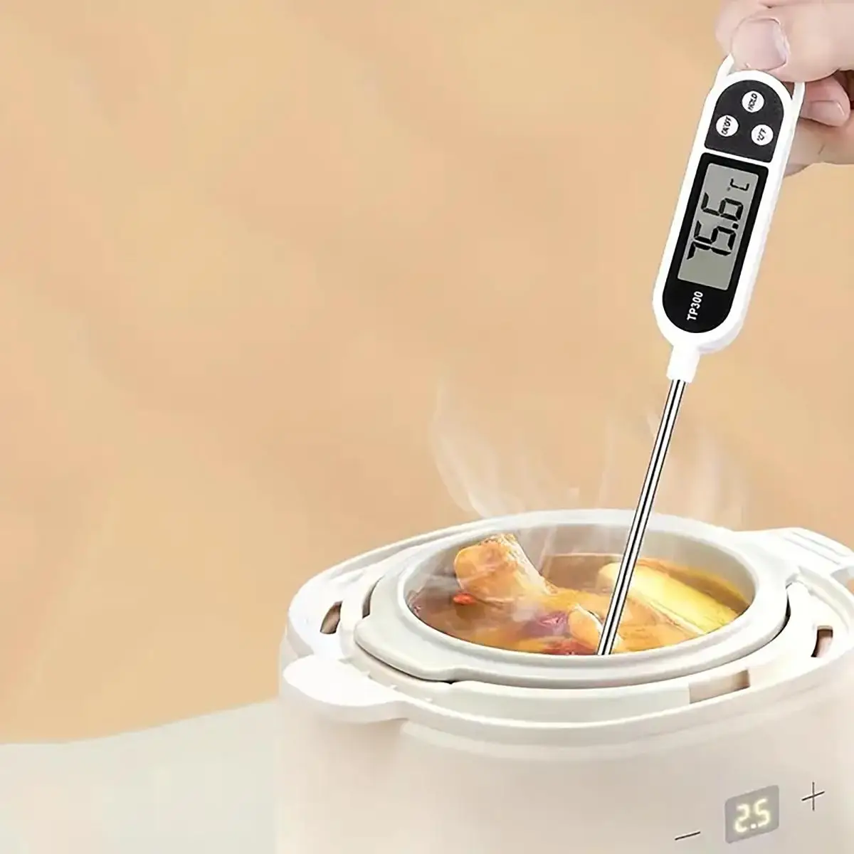 Food Thermometer, 1 Count Digital Instant Read Food Thermometer without Battery, Kitchen Thermometer with Lcd Display and Probe, Food Thermometer for