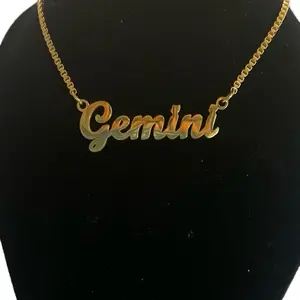 Gold Gemini Handmade Necklace - Stainless Steel Zodiac Jewelry with Unique Design and Elegant Style