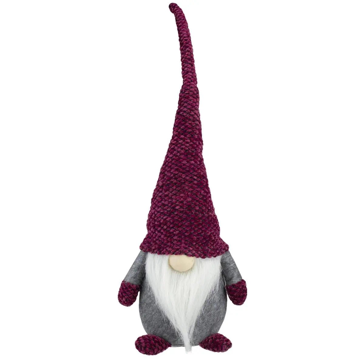 212 MAIN 20.5 in. Sitting Gnome - Red & Gray Christmas Decoration with Red Felt Hat, Bulbous Nose, White Beard, Weighted Base - 20.5"H x 8"W x 4.5"D Tabletop, Mantle Decor