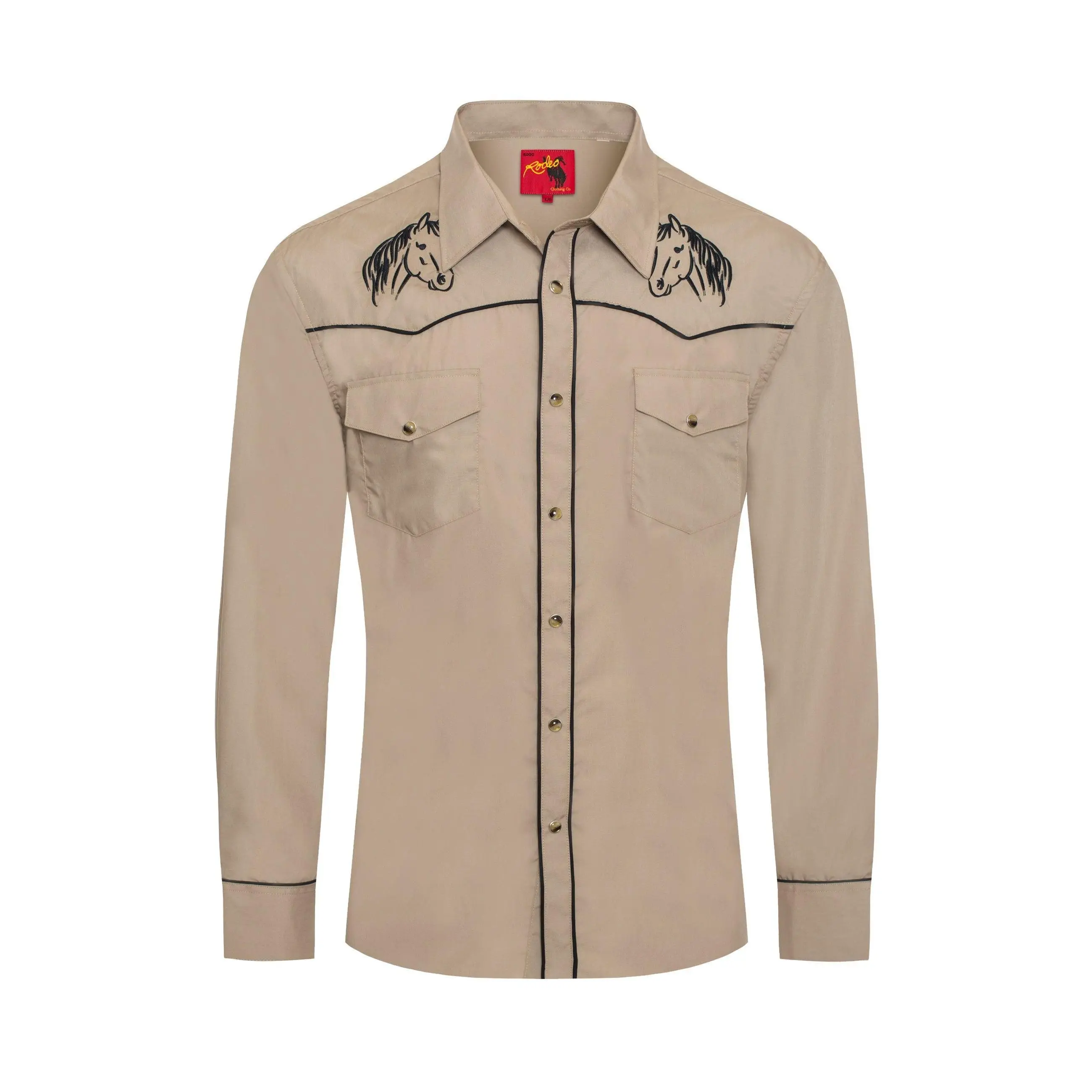 Men's Poly/Cotton L/S Horse Embroidery Western Shirts-PS560L-503
