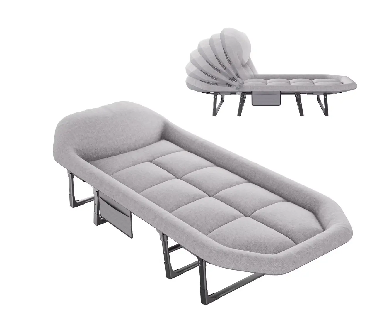 Folding Camping Bed, Adjustable Camping Cot with Mattress for Patio or Beach