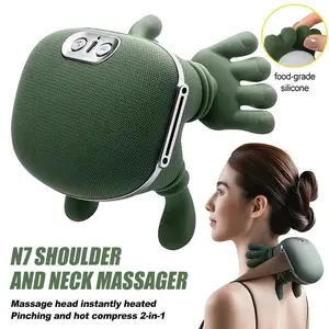 Portable Neck Massager, Heated Back Massage Pillow, Electric Pressure Point Massager, 3 Modes, 2 Heating Levels, 4D Deep Tissue Relief, Lightweight