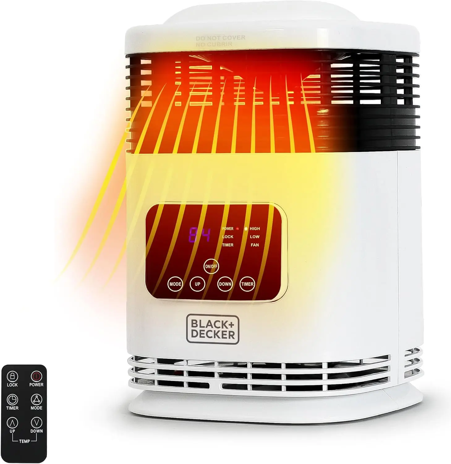 Ceramic Heater for Office Desk & Home Office, 2 Heat & Fan Only Settings, Adjustable Thermostat, 1500 Watts, Shut-off Timer