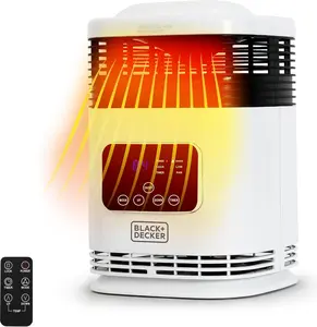 BLACK+DECKER Electric Heater, 360° Surround Portable Heater with Digital Controls & LED Display, Mini Heater with Fan & Adjustable Thermostat, Space Heater with Screen Lock & Remote Control
