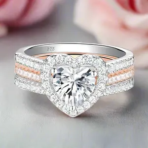 Heart Shape Diamond Option Two Tone Engagement Ring