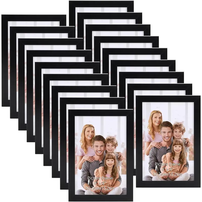 18 Pack 4x6 Picture Frame Black, 4 x 6 Photo Frames Bulk for Wall Hanging or Tabletop Display