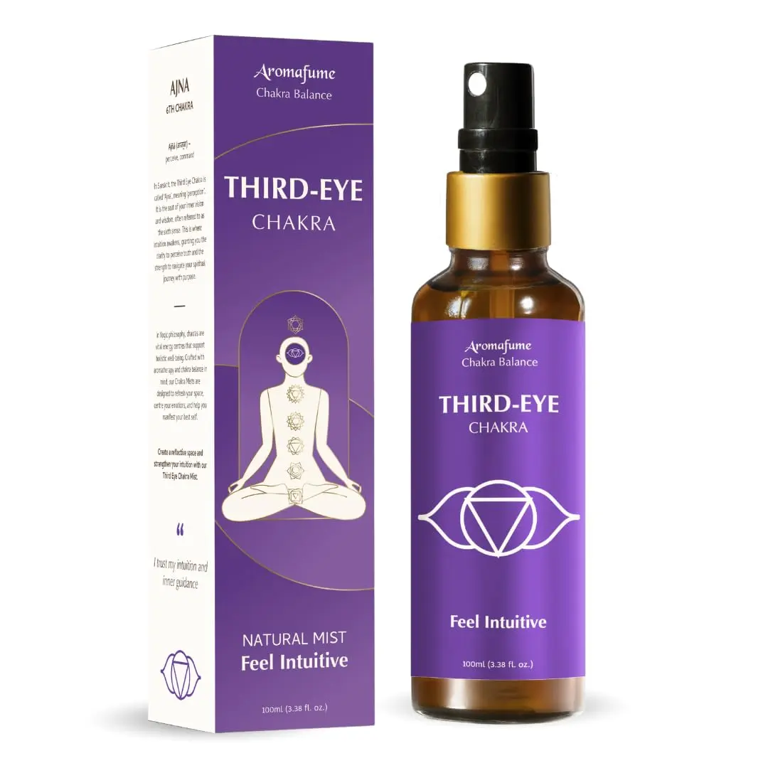Aromafume Third Eye Chakra Natural Mist 100ml/3.3 fl oz | Ajna | Aromatherapy Spray for Chakra Balance | Rose & Juniper Extracts | Essential Oil Spray for Meditation, Yoga, Reiki