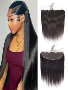 13x4 Lace Front Hairpiece – Straight Human Hair Replacement Unit | HD Transparent Lace, Virgin Hair, Natural Black | 10 Inches | Suitable for Black and White Women