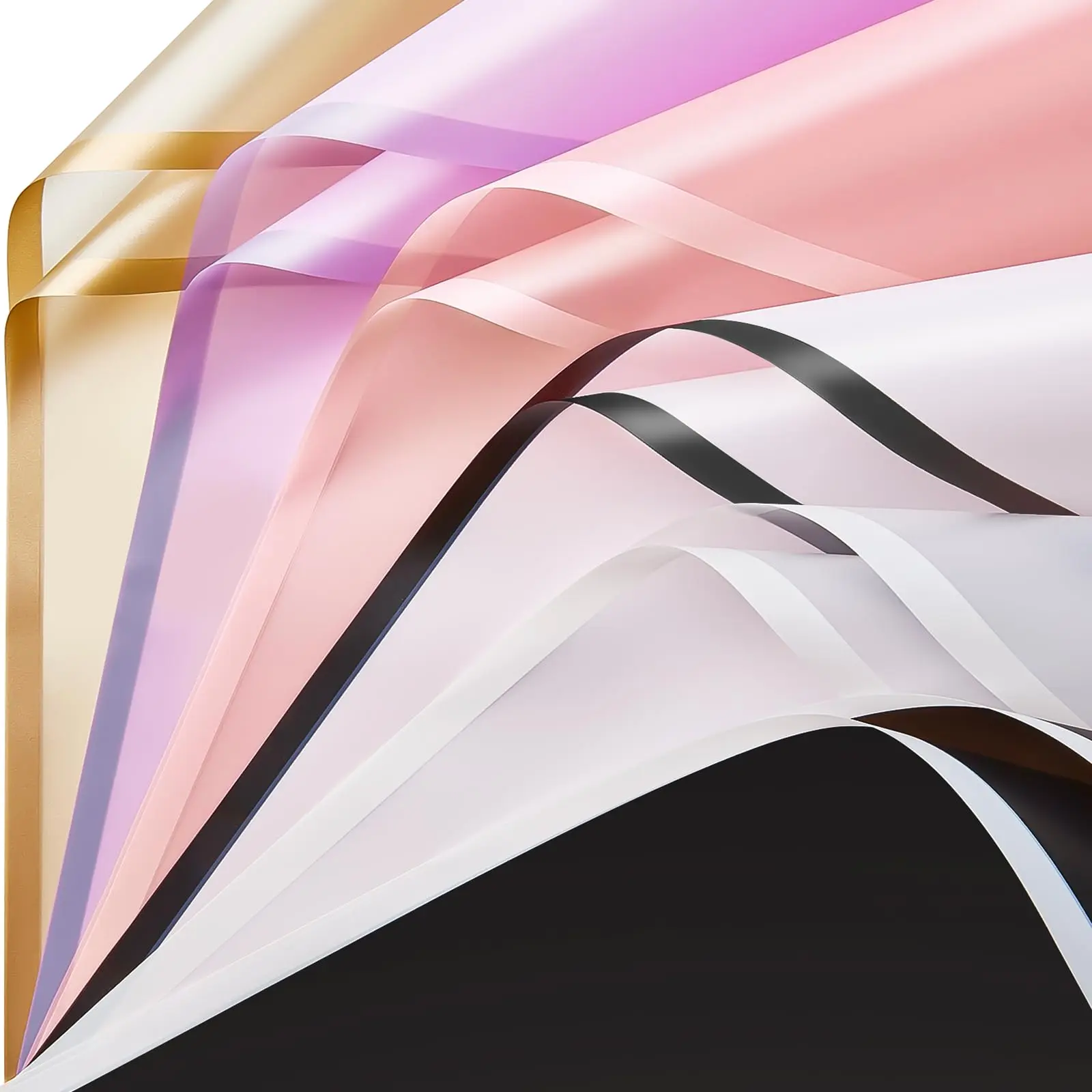 Waterproof Floral Packaging Paper with Gold Border, Pure Color Semi-Transparent, 10pcs, Creative Gift Packaging, Bouquet Packaging, Bouquet Wrapper, Ideal for DIY Crafts, Flower Shops, Gifts, Gift Wrapping Supplies