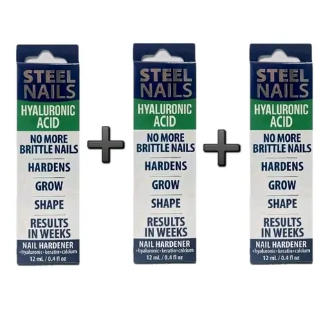 Sohochic Durable 3-Pack Liquid Steel Nail Hardener (12 ml Each) with Hyaluronic Acid, Calcium, Keratin, Garlic Extract, Acetate - Manicure Care Treatment