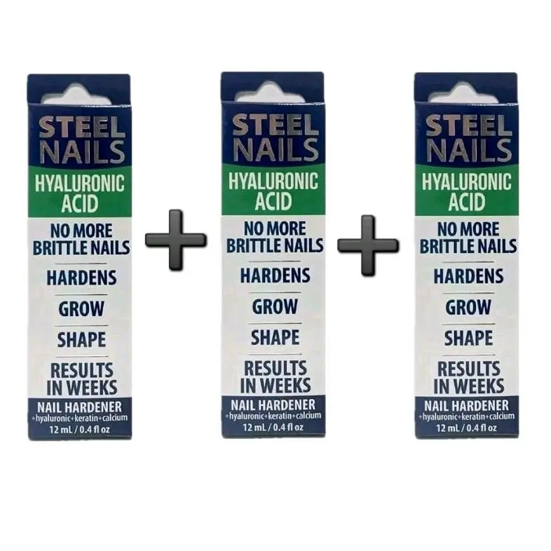 Sohochic Durable 3-Pack Liquid Steel Nail Hardener (12 ml Each) with Hyaluronic Acid, Calcium, Keratin, Garlic Extract, Acetate - Manicure Care Treatment