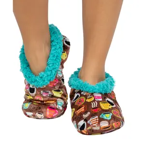 LazyOne | Latte Coffee Fuzzy Feet Slippers for Women, Cute Fleece-Lined House Slippers, Cute Slipper Socks