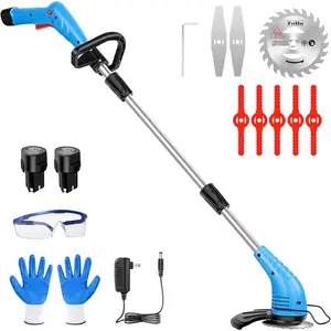 Weed Wacker, 12V Battery Powered Lawn Edger, Grass with 2 * 2000mah Batteries and 3 Types of Blades, Lightweight Mower for and Yard Lawn