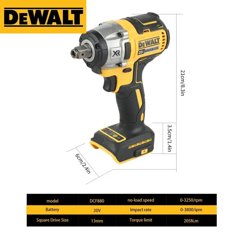 DEWALT DW880 Impact Wrench 20V Detachable Tire High Torque High Speed Powerful Disassembly Tool