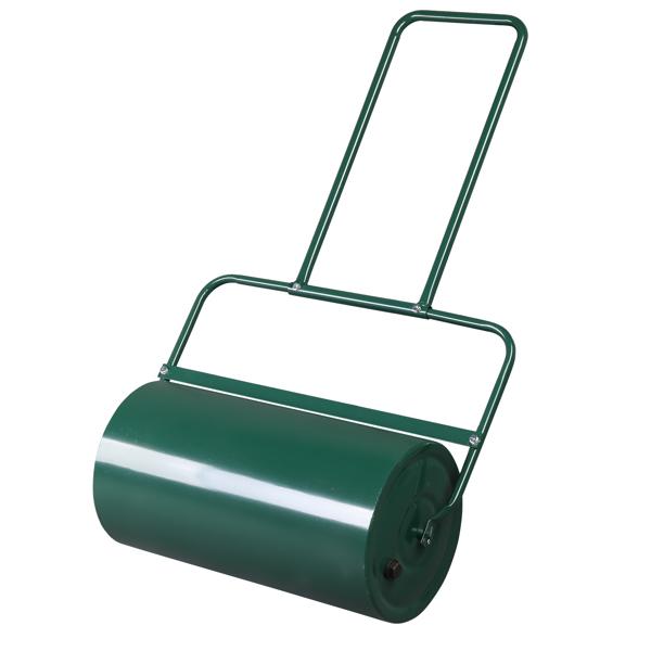 24" Steel Lawn Roller, 13 Gallon Water/Sand Fillable Yard Roller with U-Shaped Handle & Easy Drain Plug, Push & Pull Sod Roller for Grass Flattening Seed Packing, Green