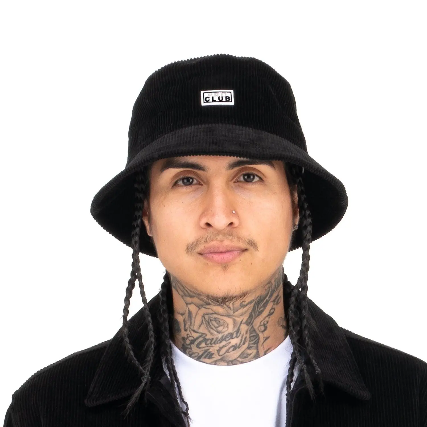 Pro Club Corduroy Bucket Hat, Classic Clothes Accessory with Logo Front, Medium Wale Design for Casual Wear, Cotton, Solid, Plain, Silicone Box Logo