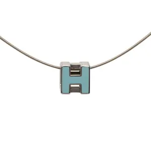 Pre-owned HERMÈS Zinc Alloy Small Leather Goods Hermes Cadenas d H H Cube Necklace