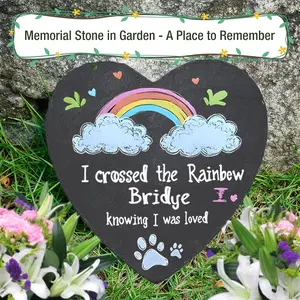 1 Piece of Stone Material Garden Memorial Stone - with Fixed Bracket, Warm Text Printing, Expressing The Remembrance of The Dear Pet's Passing, Tombstone Memorial Decoration, Garden Stones