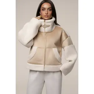 Sand Suede And Sherpa Jacket