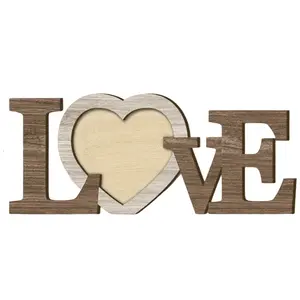 Love Heart Wooden Photo Frame, Premium Wood Material, Natural Texture, Warm Colors, Perfect for Living Room & Bedroom, 25cm X 10.5cm