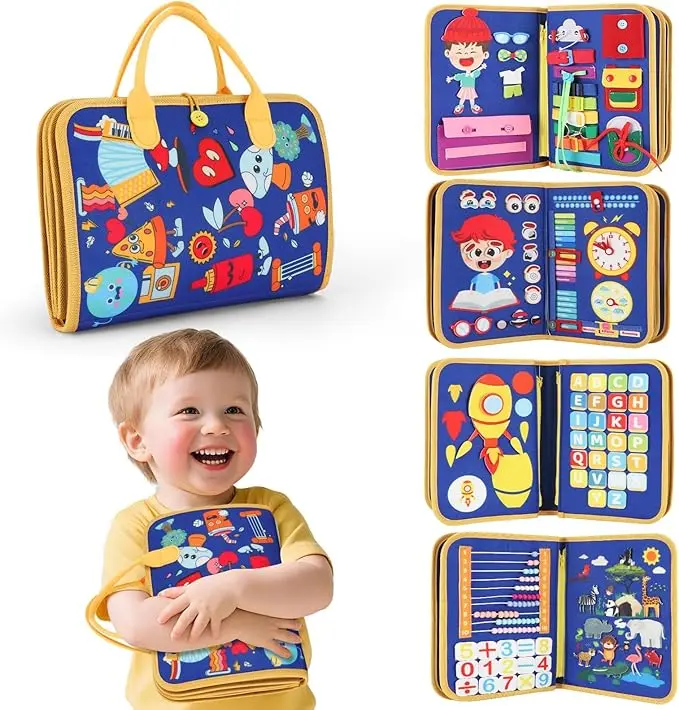 Summer Spring Gift Busy Board for 1 2 3 4 Year Old Toddlers, Busy Book for Toddlers 1-3, Montessori Educational Toys Sensory
