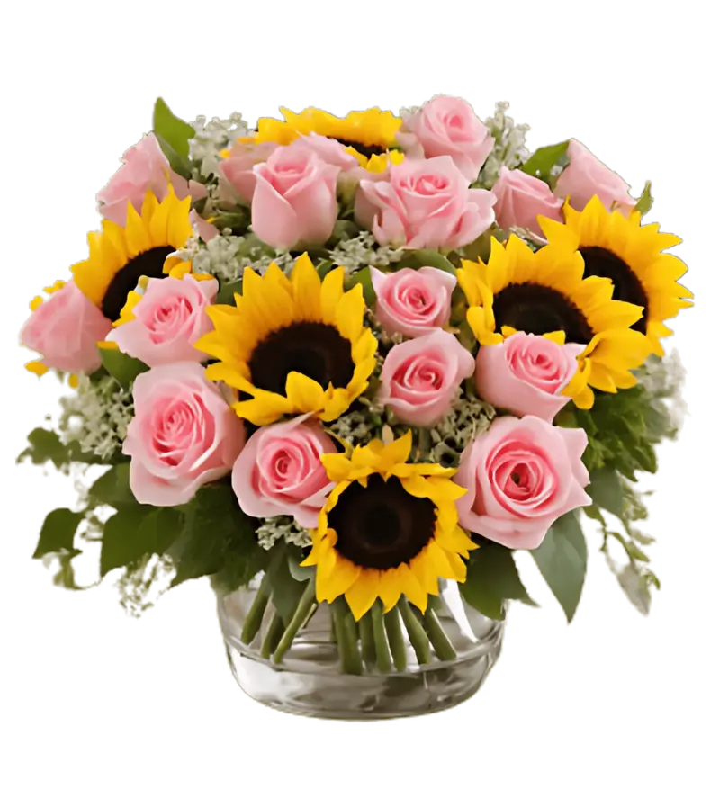 Shop Pink Rose and Sunflower Bouquet Arrangement