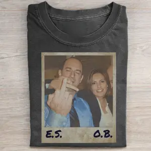 Gildan Men's Fitted Casual Cotton Tee - Graphic Short-Sleeve Crew Neck Retro Law & Order SVU Elliot Stabler & Olivia Benson All-Seasons Menswear Top