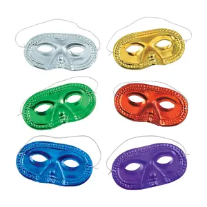 6 3/4" Bright Color Plastic Masquerade Masks – 24 Pc.