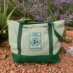 Hemp Go Green 100% Hemp Canvas Heavy-Duty Zippered Tote Bag - 20 oz Hemp Canvas - Designed and Constructed to Last - Hemp Canvas EDC Bag