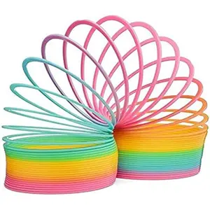 Jumbo Rainbow Coil Spring Toy, Magic Plastic Colored Coil Spring Classic Novelty Toy Great Gift for Boys Girls, Fun Birthday Party Favor, 4 x4 inch