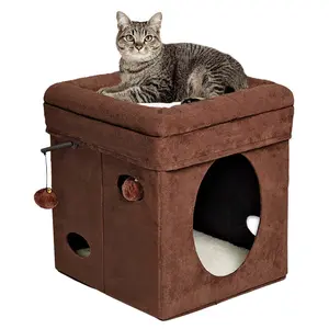 MidWest Homes for Pets Cozy Cat Cube Brown