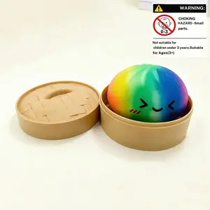 Colorful Emoji Baozi Toy with Steamer, Soft and Quick Recovery, Stress Relief Squishy, Stress Relief Toy for Office and Home, Adult and Kids Squeeze Toy, Gift Idea, Squishies